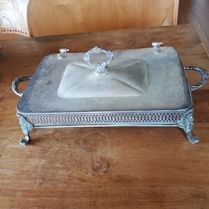 Elegant Vintage Silver Plated Chafing Dish with Handles